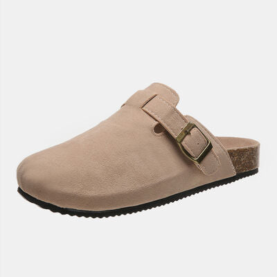 Suede Closed Toe Buckle Slides