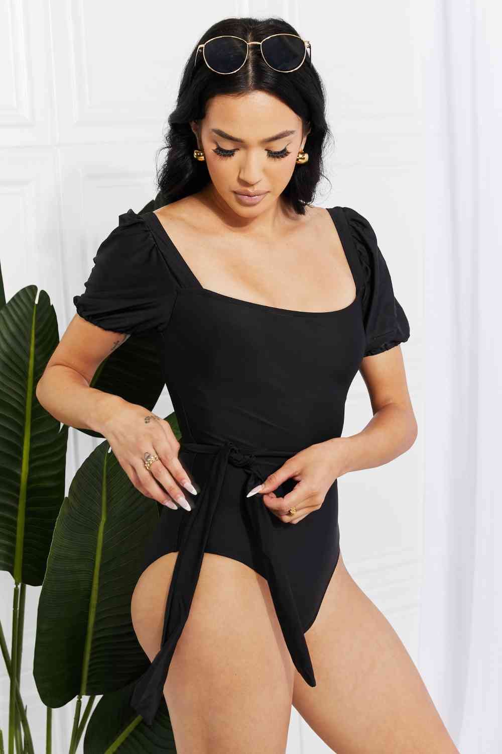 Marina West Swim, Air Puff Sleeve One-Piece