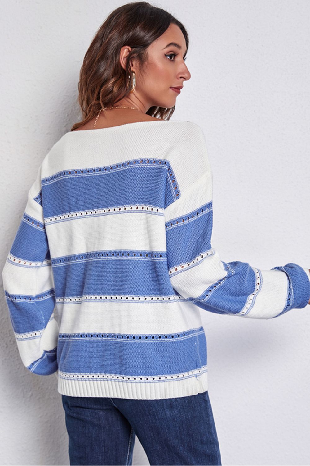 Boat Neck Dropped Shoulder Sweater