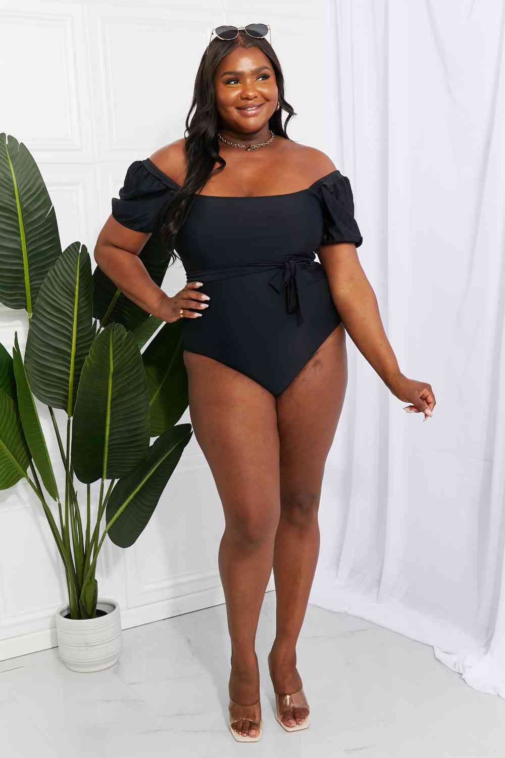 Marina West Swim, Air Puff Sleeve One-Piece