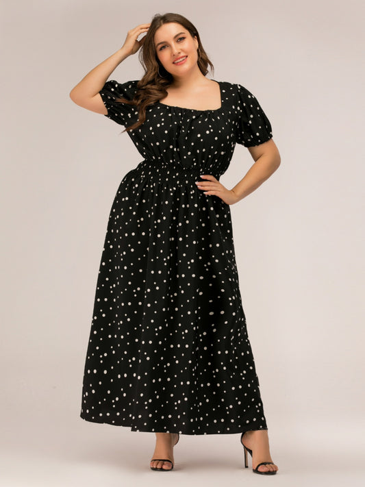 Polka Dot Square Neck Dress