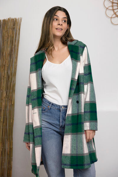 Full Size Plaid Button Up Coat