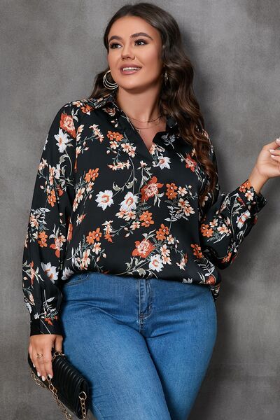 Johnny Collar Long Sleeve Blouse