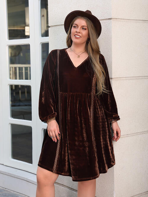 V-Neck Velvet Dress