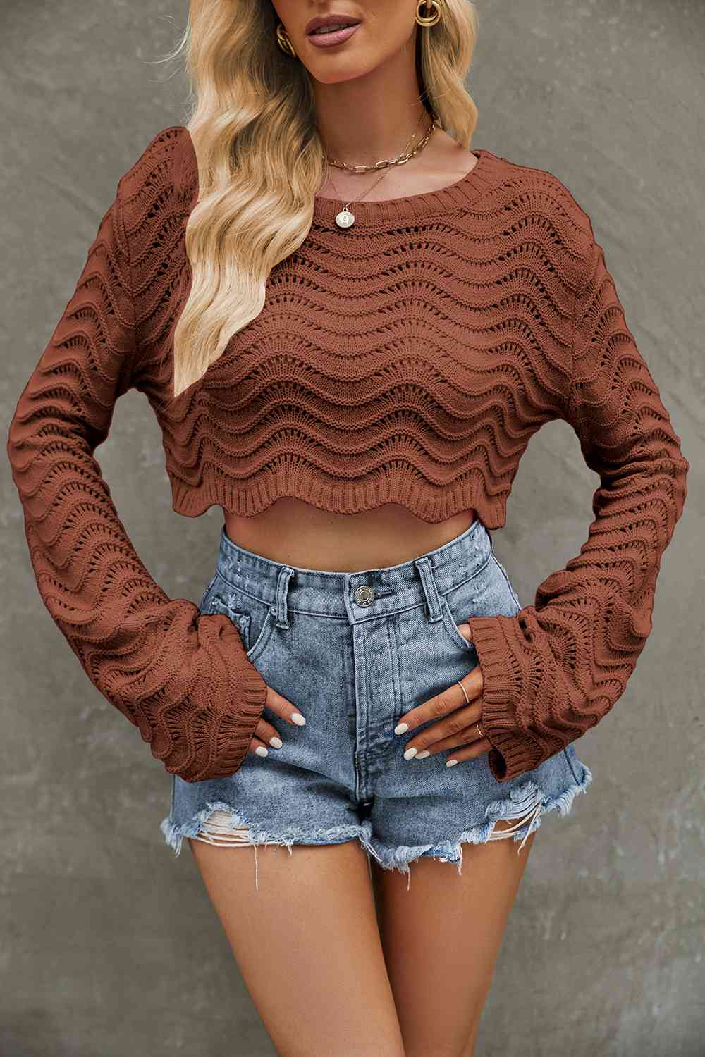 Cropped Openwork Sweater