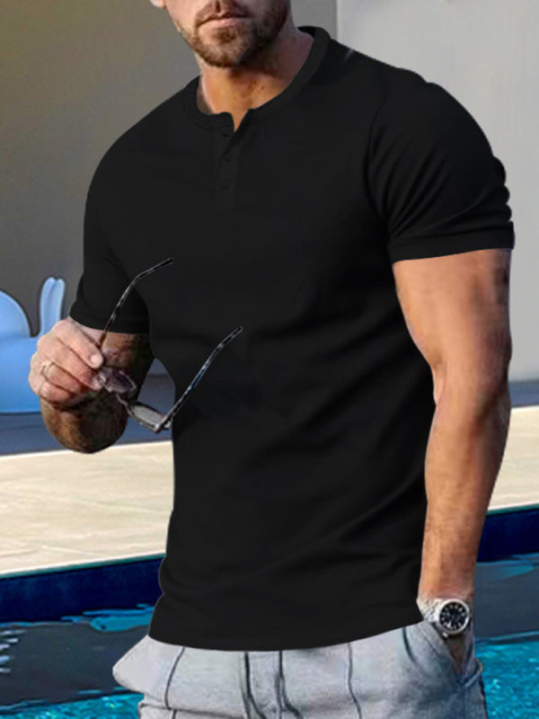 Men's Solid Color Henley T-Shirt