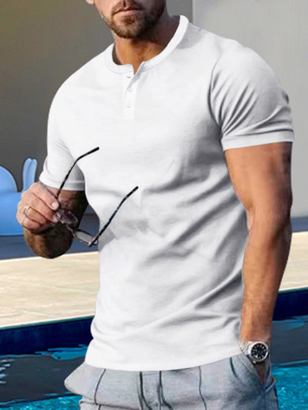 Men's Solid Color Henley T-Shirt