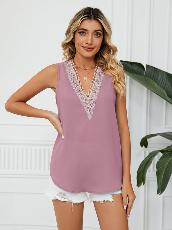 Women's Lace Trim Sleeveless Top