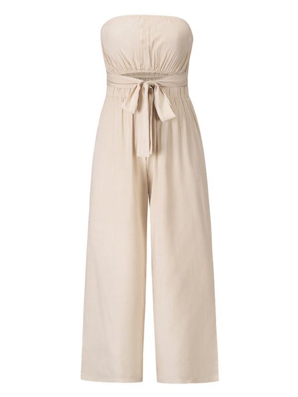 Women's Strapless Tie-waist Jumpsuit