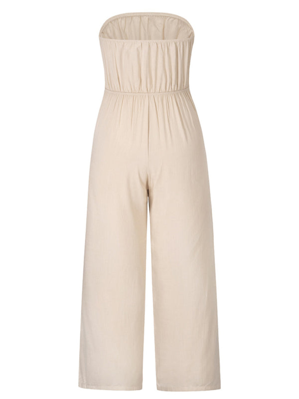 Women's Strapless Tie-waist Jumpsuit