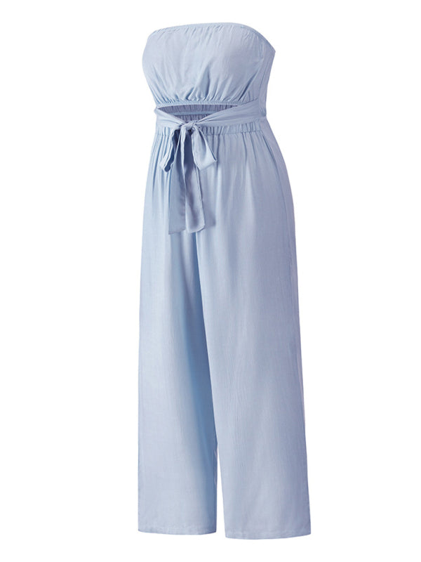 Women's Strapless Tie-waist Jumpsuit