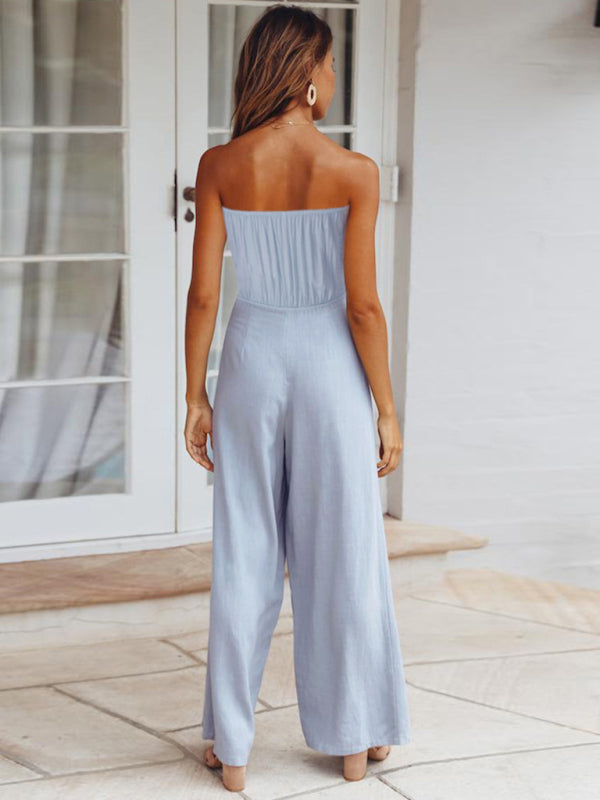 Women's Strapless Tie-waist Jumpsuit