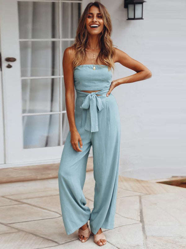 Women's Strapless Tie-waist Jumpsuit