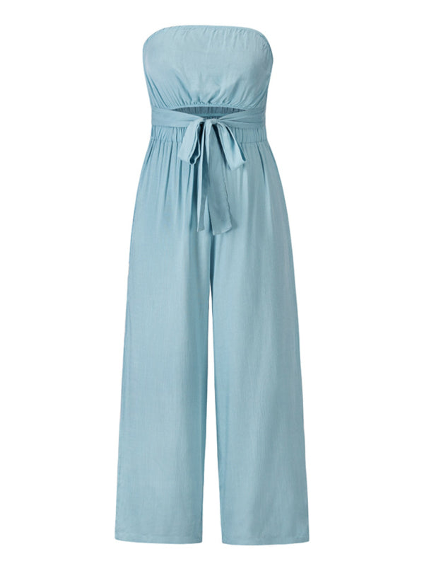 Women's Strapless Tie-waist Jumpsuit