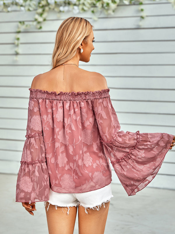 Women's Off-the-shoulder Ruffle Sleeve Top