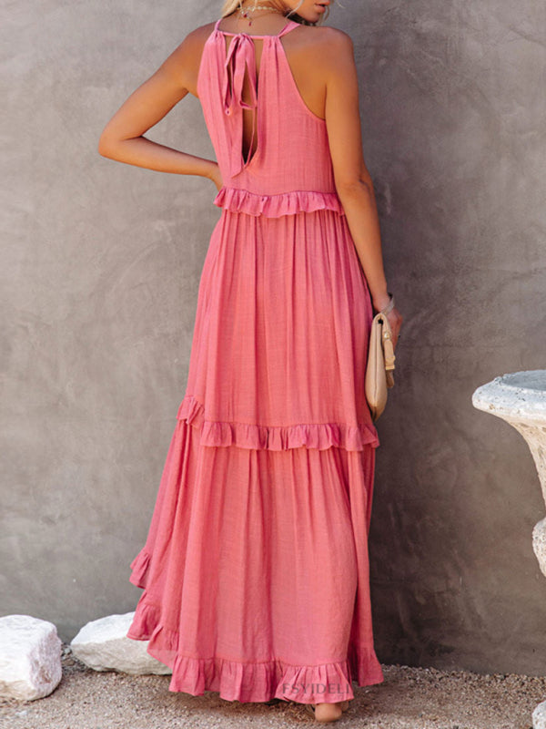 Women's Solid Color A-Line Sleeveless Long Dress