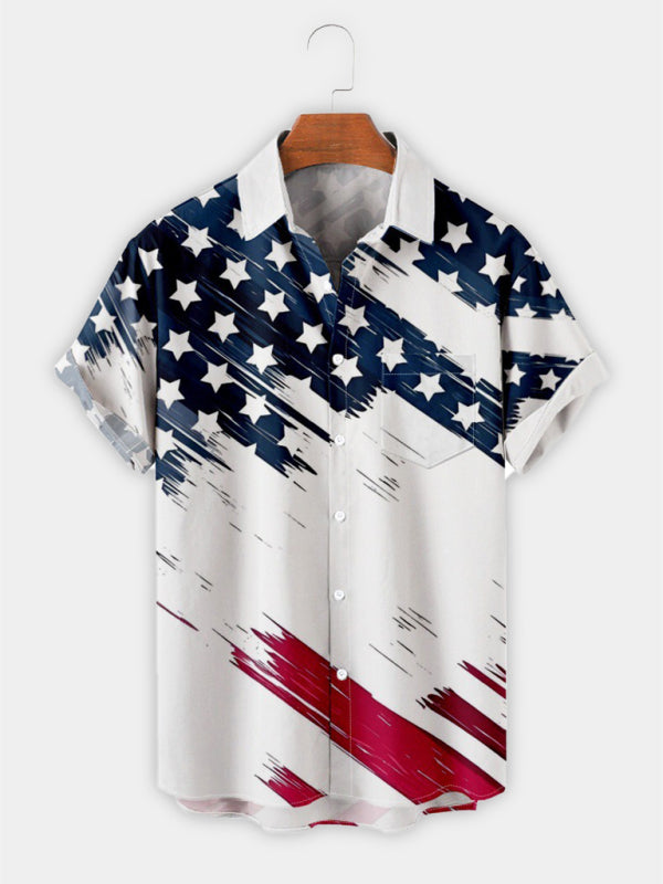 American Flag Print Short Sleeve Shirt