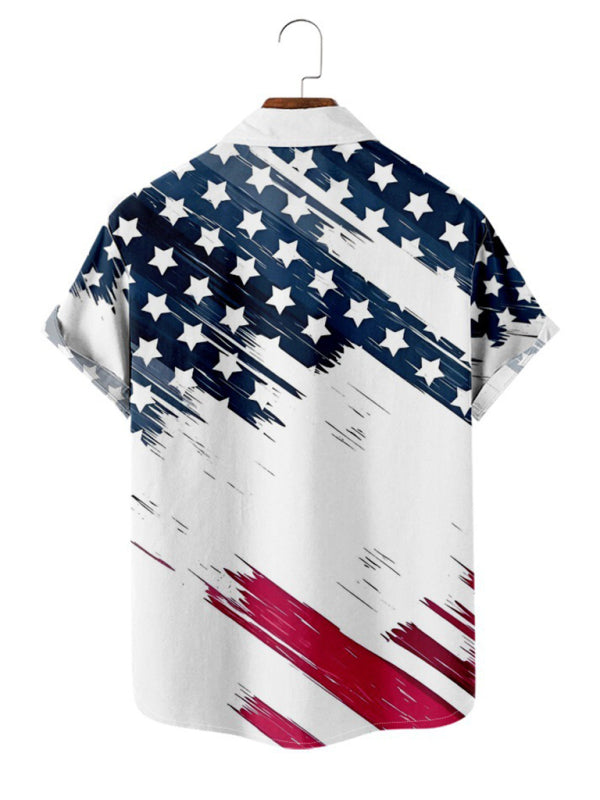 American Flag Print Short Sleeve Shirt