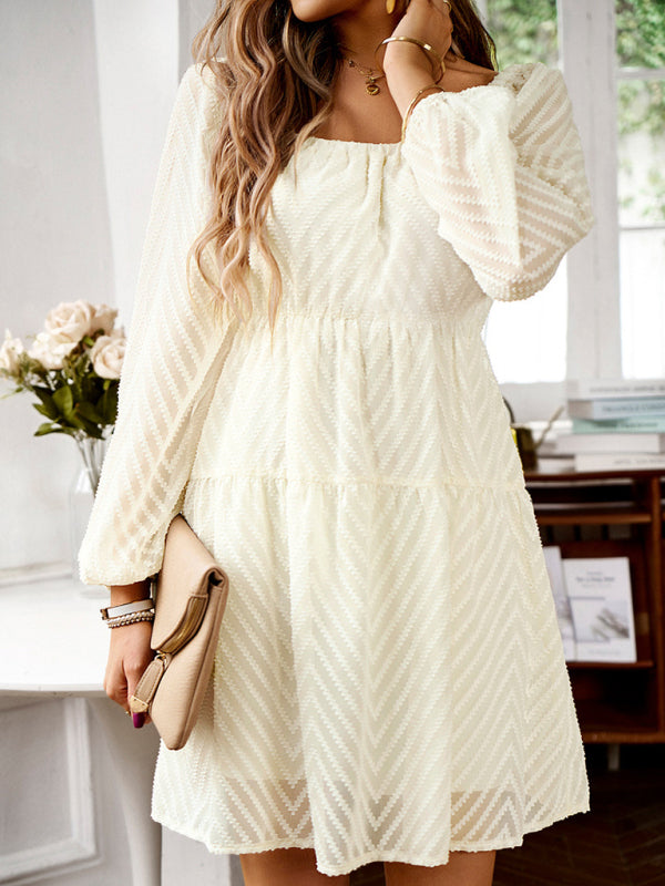 Elegant long sleeve waist dress