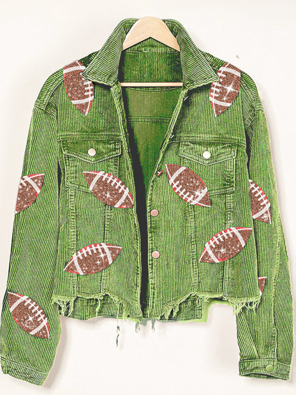 Corduroy Football Sequined Jacket