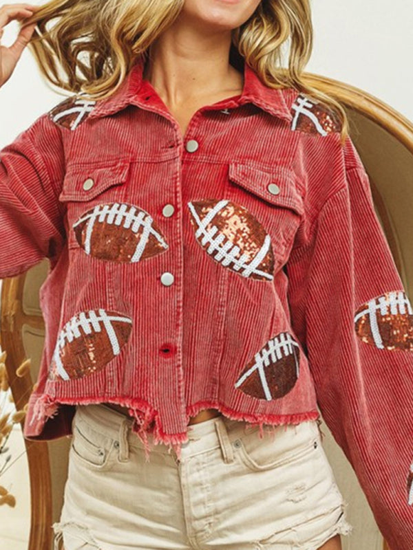 Corduroy Football Sequined Jacket